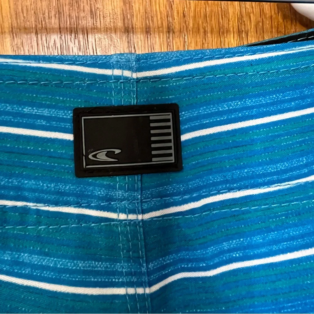NEW O'NEILL sz 28 blue yellow‎ stripe GRENADA board shorts swim stretch